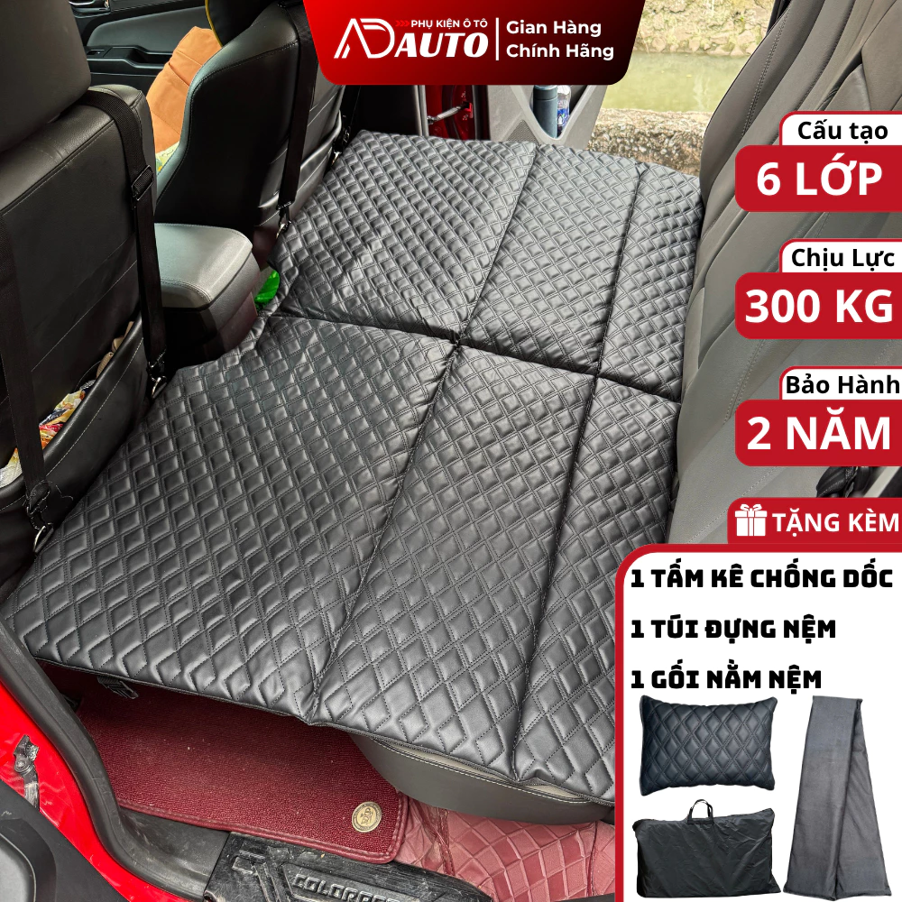 Nệm xe ô tô cao cấp 6 lớp dễ gấp gọn, đệm giường ô tô dành cho tất cả xe, thoải mái, chịu tải tốt, b