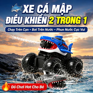 XE CÁ MẬP ĐIỀU KHIỂN TỪ XA 2 TRONG 1 LỘI NƯỚC CHẠY ĐỊA HÌNH - SẠC USB TIỆN LỢI, CHỊU VA ĐẬP, ĐỒ CHƠI SIÊU HOT CHO BÉ