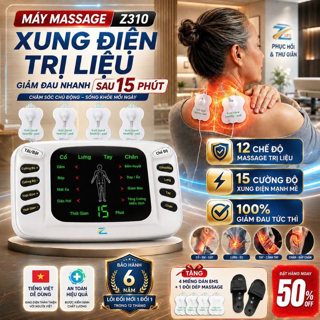 Máy Massage Xung Điện Trị Liệu Vật Lí, Máy Mát Xa Châm Cứu Giảm Đau Nhức Cổ Vai Gáy Hiệu Quả Tức Thì