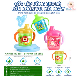 CỐC TẬP UỐNG CHO BÉ CÓ TAY CẦM,CÓ VAN CHỐNG SẶC 240 ML