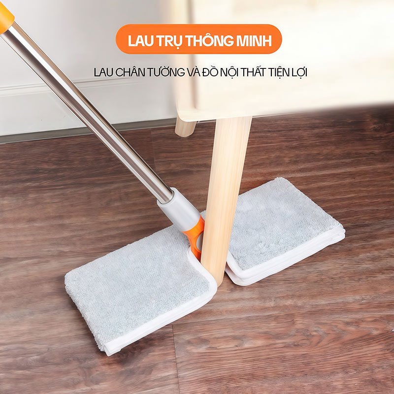 Cây Lau Trần Nhà KITIMOP CEILING, Cây Lau Tường Hình Chữ Nhật Xoay 360 Độ, Cán Dài 2M
