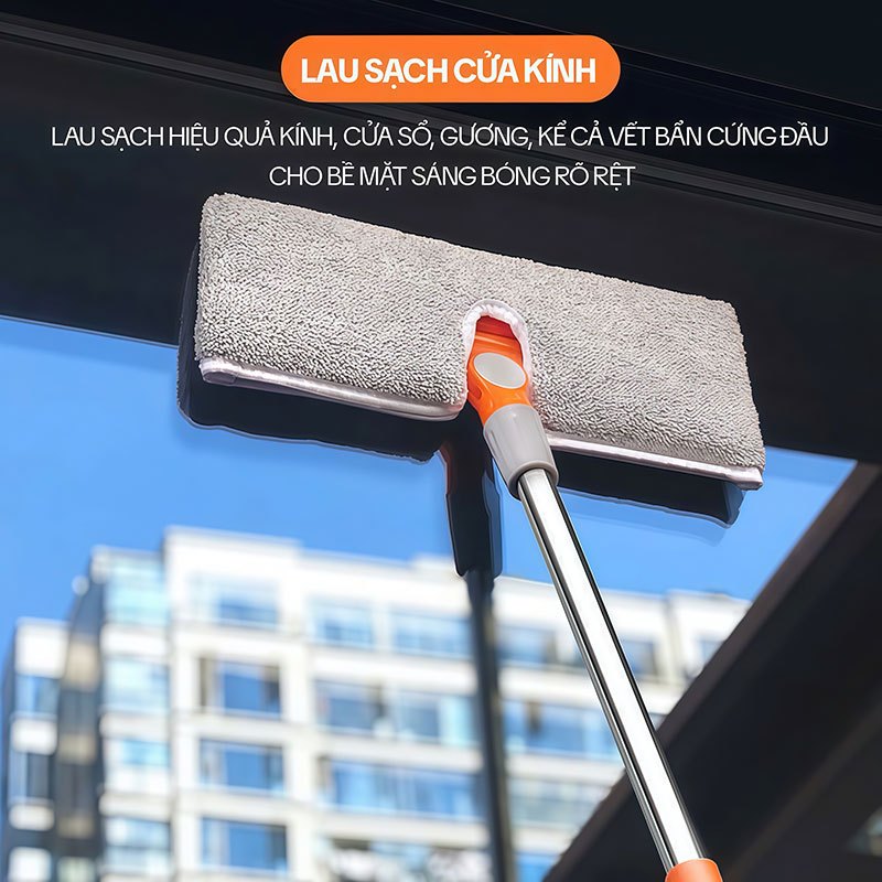 Cây Lau Trần Nhà KITIMOP CEILING, Cây Lau Tường Hình Chữ Nhật Xoay 360 Độ, Cán Dài 2M