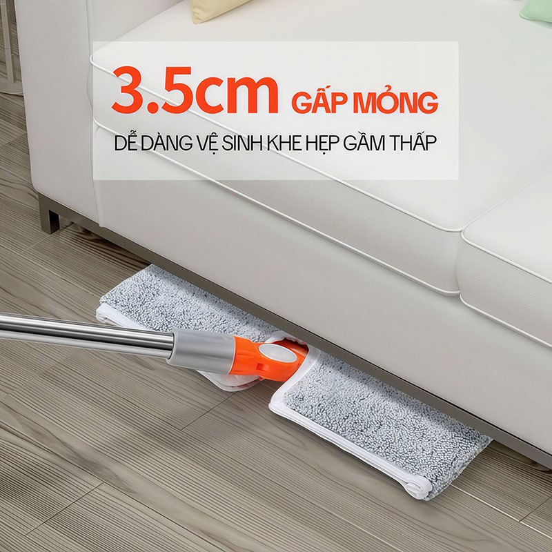 Cây Lau Trần Nhà KITIMOP CEILING, Cây Lau Tường Hình Chữ Nhật Xoay 360 Độ, Cán Dài 2M