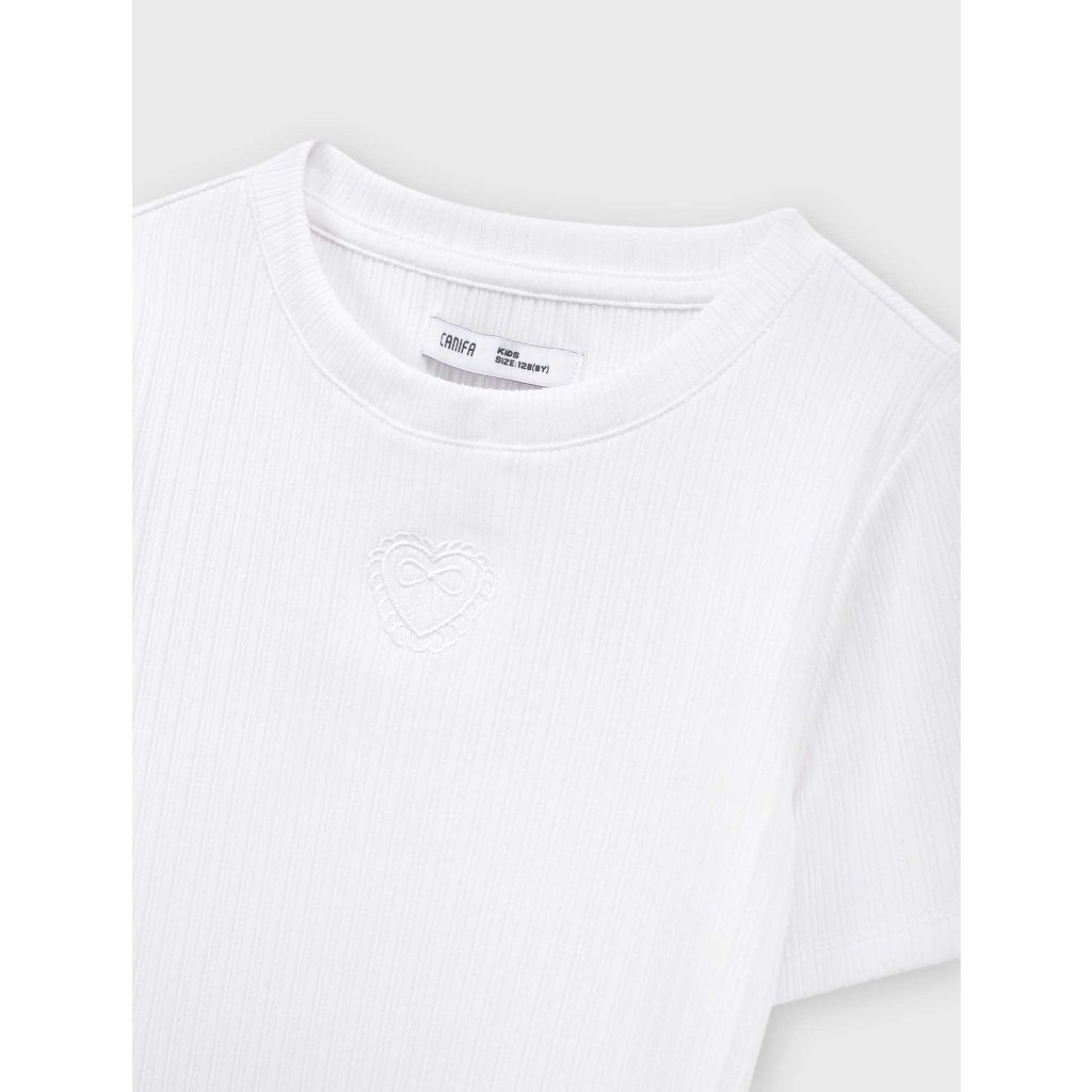 Áo phông bé gái CANIFA áo thun cộc tay chất cotton mềm mịn phối viền bèo 1TS26S015