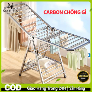 Giàn Phơi 3 Tầng Có Bánh Xe, Giá Phơi Quần Áo Gấp Gọn, Chống Gỉ, Chịu Lực Tốt