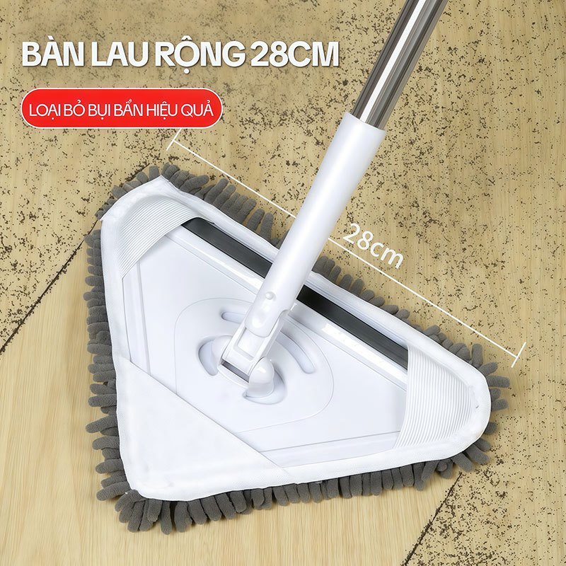 Cây Lau Trần Nhà KITIMOP A3, Cây Lau Tường Hình Tam Giác Xoay 360 Độ, Cán Dài 150CM