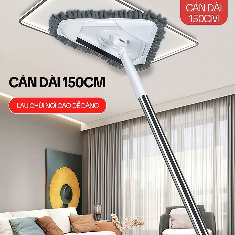 Cây Lau Trần Nhà KITIMOP A3, Cây Lau Tường Hình Tam Giác Xoay 360 Độ, Cán Dài 150CM