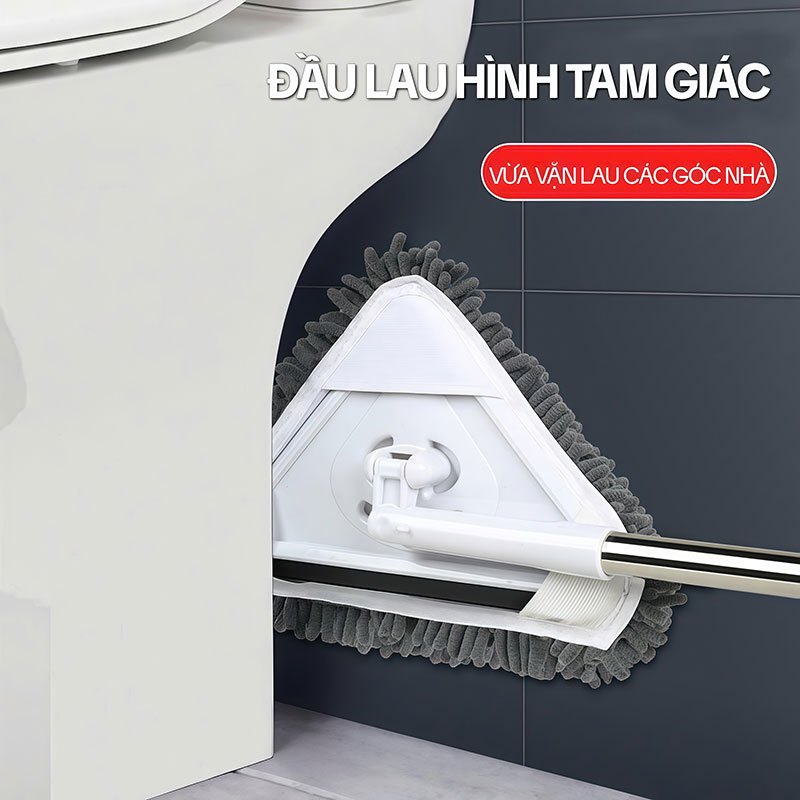 Cây Lau Trần Nhà KITIMOP A3, Cây Lau Tường Hình Tam Giác Xoay 360 Độ, Cán Dài 150CM