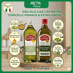 Dầu Oliu Pietro Coricelli 1L Nhập Khẩu Ý-Pomace Chiên Xào Chịu Nhiệt Cao & Extra Virgin Ép Lạnh Nguyên Chất Date 09.2027