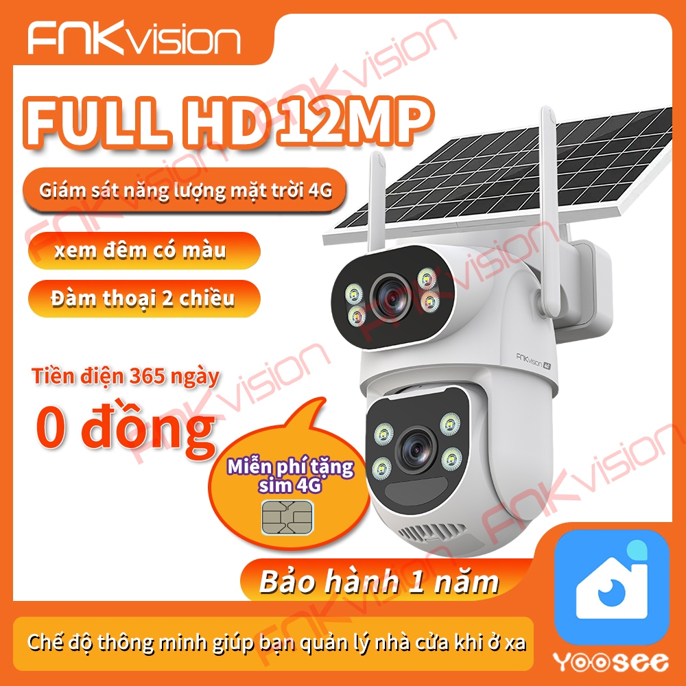 Camera năng lượng mặt trời 4G Yoosee,xoay chuyển quan sát 360 độ, bảo hành 12 tháng