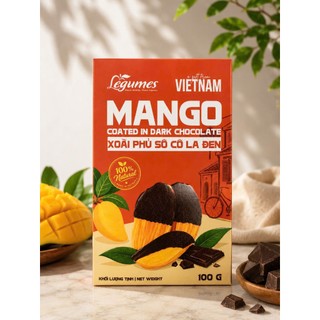 Xoài Sấy Dẻo Phủ Socola Đen / Thơm Sấy Dẻo Phủ Socola Đen 100g - Đặc Sản Việt Nam - Trái Cây Sấy Phủ Chocolate
