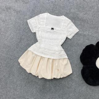 Set Áo Váy Bigsize Nữ Áo Thun Vải Ren Mỏng Mềm Mại Phối Chân Váy Bí Cho Nữ Chubby SET939