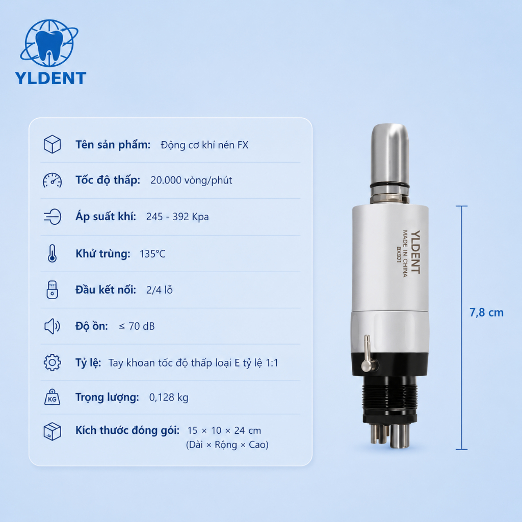Củ chậm FX  BX301 4 lỗ - Củ hơi YLDENT FX dùng cho tay khoan chậm [ Hàng Có VAT]