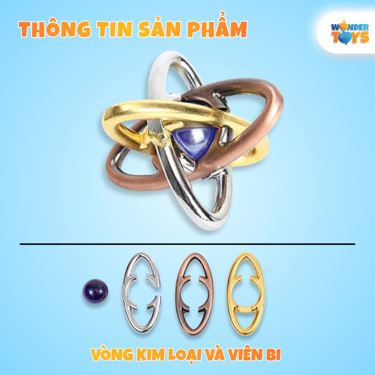 Đồ Chơi Trí Tuệ Puzzle Kim Loại Vòng Nguyên Tử 3D - Puzzle Luyện Tư Duy IQ Khổng Minh