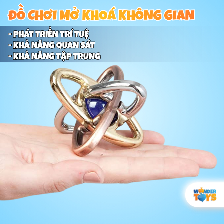Đồ Chơi Trí Tuệ Puzzle Kim Loại Vòng Nguyên Tử 3D - Puzzle Luyện Tư Duy IQ Khổng Minh