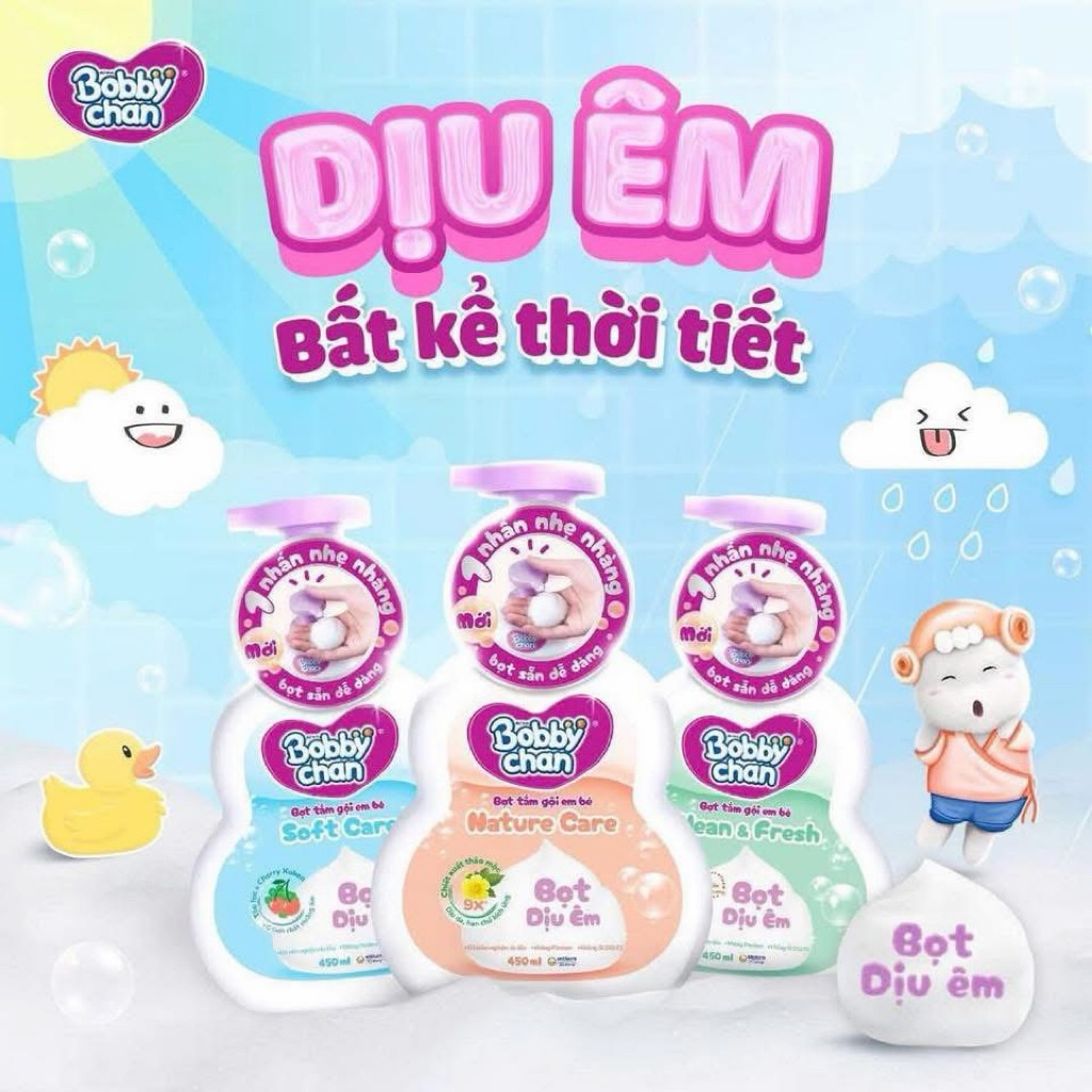 Dầu gội tắm tạo bọt dịu nhẹ cho bé bobby chan 50ml [hoả tốc]