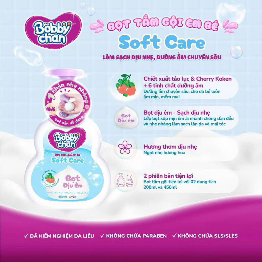 Dầu gội tắm tạo bọt dịu nhẹ cho bé bobby chan 50ml [hoả tốc]
