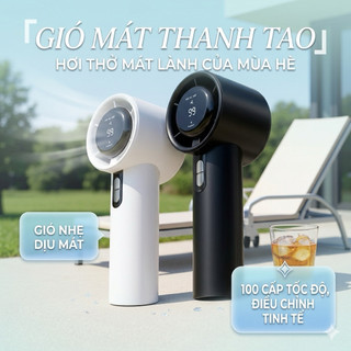 Quạt Cầm Tay Mini SUEER PRO - Động Cơ Tua-Bin Siêu Tốc, 100 Cấp Độ Gió, Màn Hình LED Cao Cấp, Pin Trâu 3000mAh