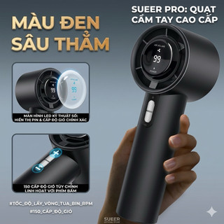 Quạt Cầm Tay Mini SUEER PRO - Động Cơ Tua-Bin Siêu Tốc, 100 Cấp Độ Gió, Màn Hình LED Cao Cấp, Pin Trâu 3000mAh