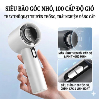 Quạt Cầm Tay Mini SUEER PRO - Động Cơ Tua-Bin Siêu Tốc, 100 Cấp Độ Gió, Màn Hình LED Cao Cấp, Pin Trâu 3000mAh