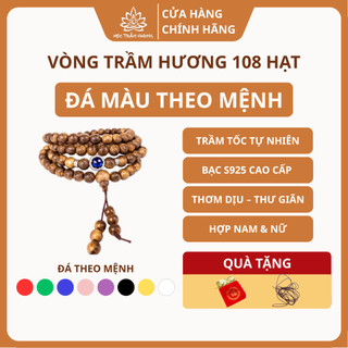 Vòng Tay Trầm Hương Tốc Việt 108 Hạt Mix Charm Bạc S925 Đá Radiant Theo Mệnh - Mộc Trầm Hương MTH
