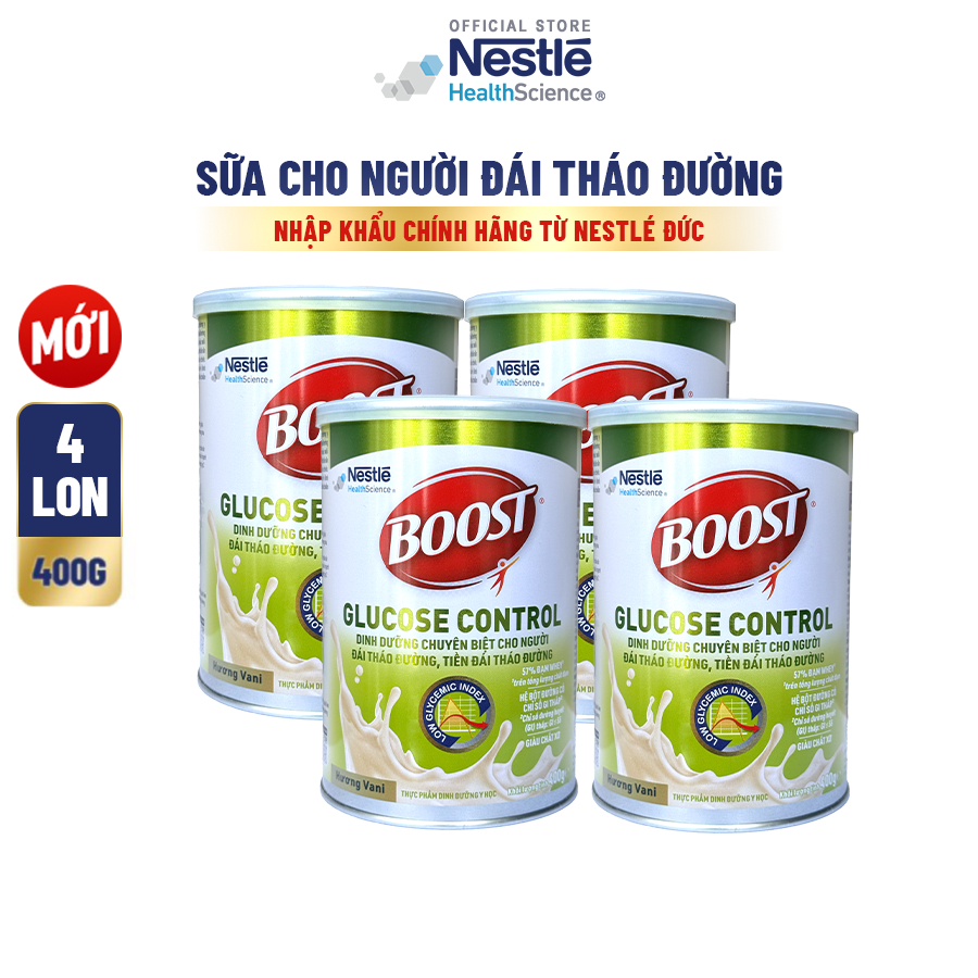 [MỚI] Bộ 4 Sữa Bột NESTLÉ BOOST GLUCOSE CONTROL Đức Bổ Sung Dinh Dưỡng Người Tiểu Đường 400G
