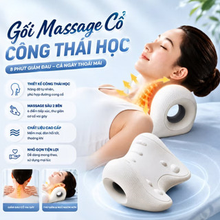 Gối Công Thái Học Massage Cổ Vai Gáy - Hỗ Trợ Thư Giãn Cổ, Giảm Mỏi Hiệu Quả