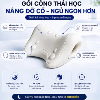 Gối Công Thái Học Massage Cổ Vai Gáy - Hỗ Trợ Thư Giãn Cổ, Giảm Mỏi Hiệu Quả