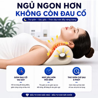 Gối Công Thái Học Massage Cổ Vai Gáy - Hỗ Trợ Thư Giãn Cổ, Giảm Mỏi Hiệu Quả