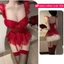 Váy ngủ cúp ngực 2 dây nâng đẩy ngực tròn đầy sexy gợi cảm liền kẹp tất tất đùi