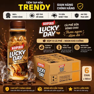 KOPIKO Lucky Day 180ml Thùng 24 Chai – Cà phê sữa đóng chai đậm đà, tiện mang theo mỗi ngày