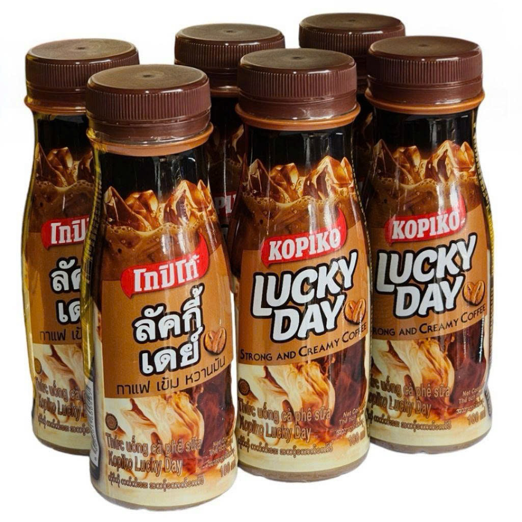 KOPIKO Lucky Day 180ml Thùng 24 Chai – Cà phê sữa đóng chai đậm đà, tiện mang theo mỗi ngày