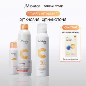 JMsolution Life Combo Vitamin C Xịt Khoáng + Xịt Dưỡng Thể Chống Nắng Nâng Tông Chính Hãng