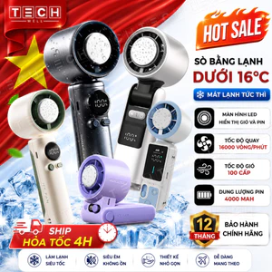 Quạt Cầm Tay Mini Tích Điện Có Sò Lạnh, Quạt Mini 199 Cấp Độ Gió Siêu Mạnh Pin Trâu, Xoay Gập 180°C