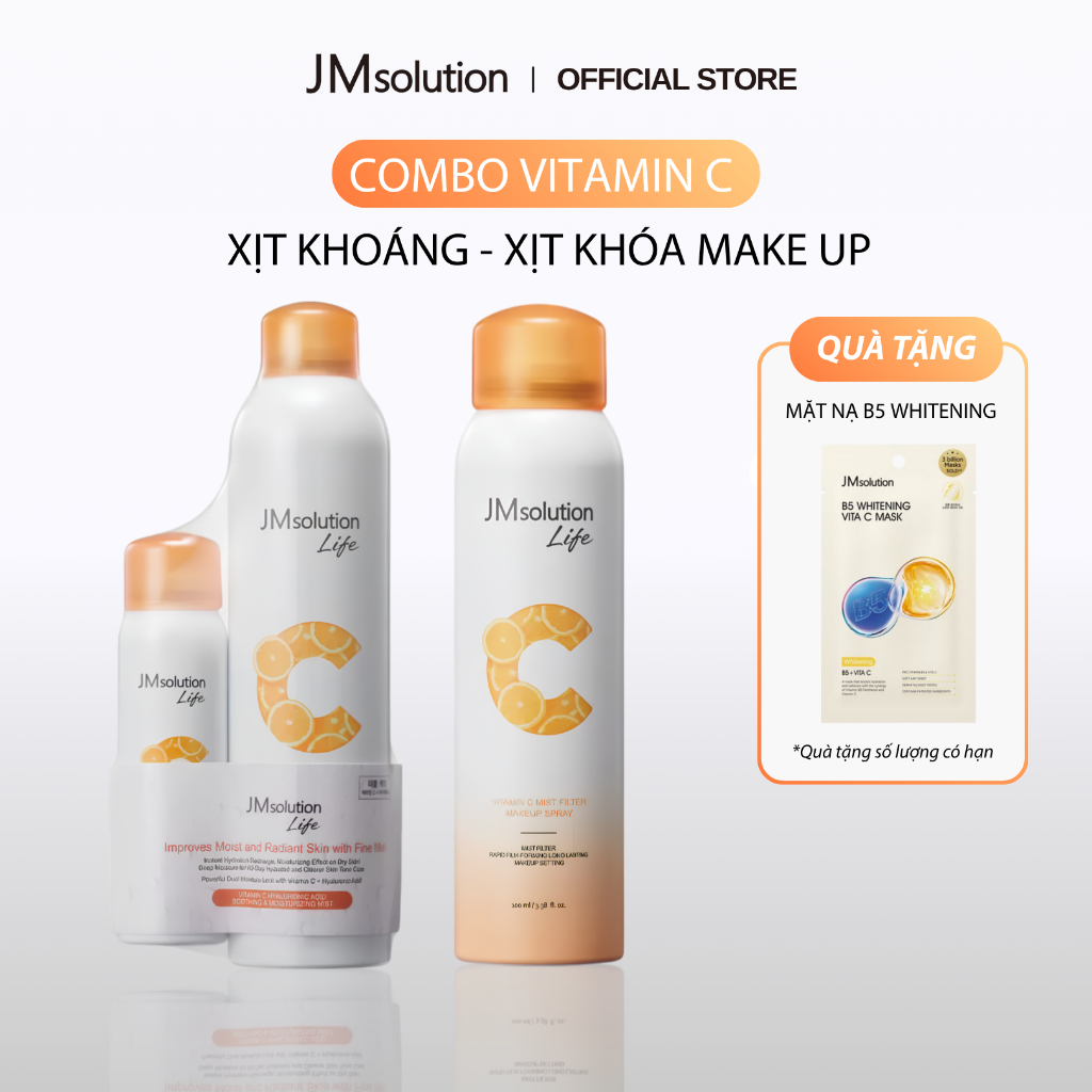 JMsolution Life Combo Vitamin C Xịt Khoáng + Xịt Khóa Make Up Chính Hãng