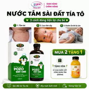 Nước tắm sài đất tía tô rau má giảm rôm sảy, hăm tã, dịu da mùa hè an toàn cho bé - chai 500ml