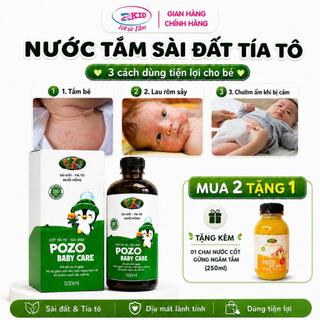 Nước tắm sài đất tía tô rau má giảm rôm sảy, hăm tã, dịu da mùa hè an toàn cho bé - chai 500ml