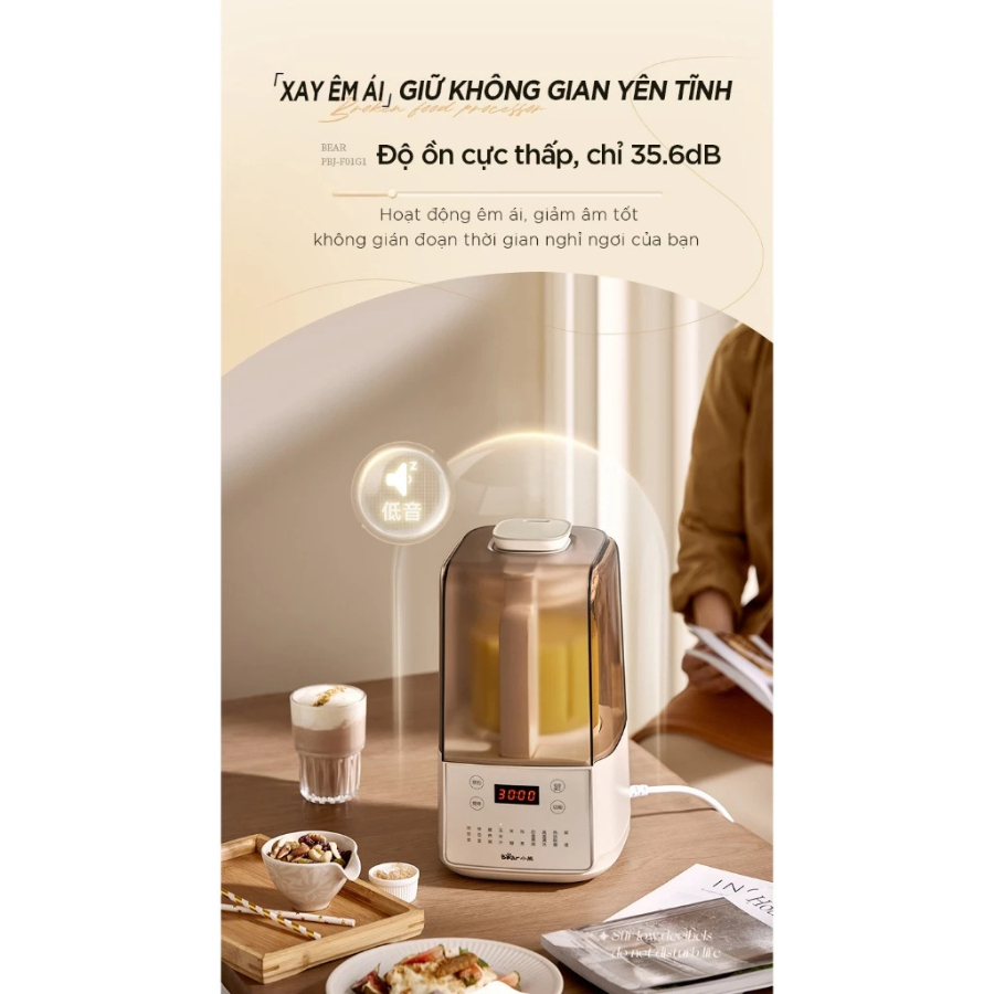 Máy Làm Sữa Hạt Đa Năng Bear 1.5L HB-5H01K52 (PBJ-F01G1) - Hẹn Giờ, 10 Chế Độ - Hàng Chính Hãng