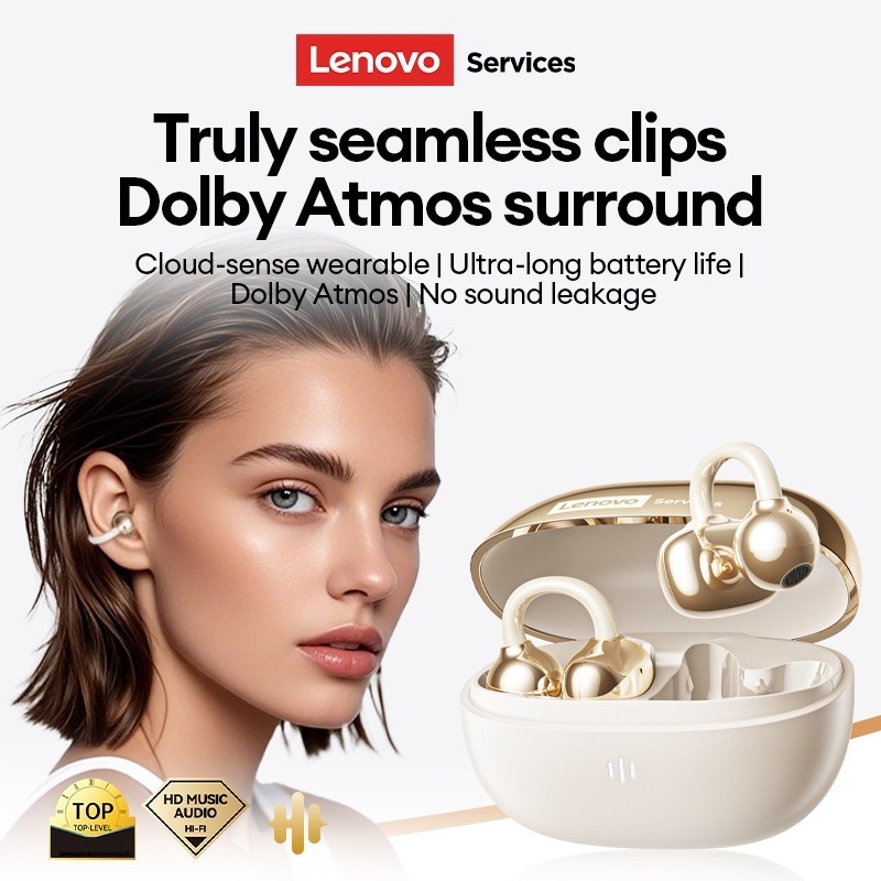 Tai Nghe Lenovo RS103 Bluetooth Không Dây Kẹp Tai, Âm Thanh HiFi, Chống Nước IPX5, Mic HD, Độ Trễ Thấp, Pin Lâu