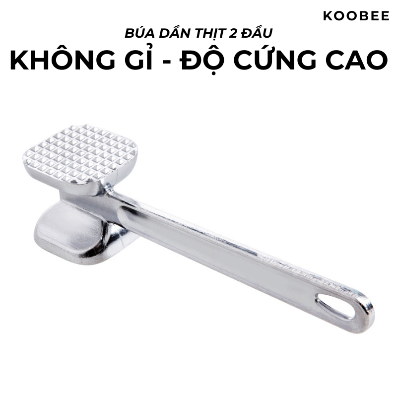 Búa Dần Thịt, Đập Tỏi Gừng 2 Đầu KOOBEE - Dụng Cụ Làm Mềm Thịt Đa Năng, Không Gỉ, Bền Đẹp | NB27