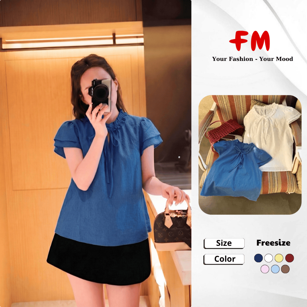 Áo Kiểu Nữ FMSTYLE Cổ Bèo Tay Cánh Tiên Phong Cách Hàn Quốc Dễ Thương 26050197