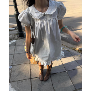 Le rouge | Stella dress Đầm babydoll ngắn tay bồng cổ sen xếp li (kèm quần trong)