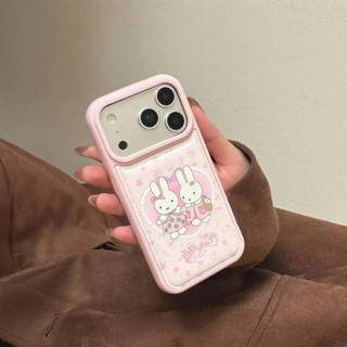 Ốp Lưng iPhone Da Mềm Viền Chỉ Miffy Cute Chống Sốc, Bảo Vệ Camera - iP X/XS/11/12/13/14/15/16/17/Plus/Pro/Max