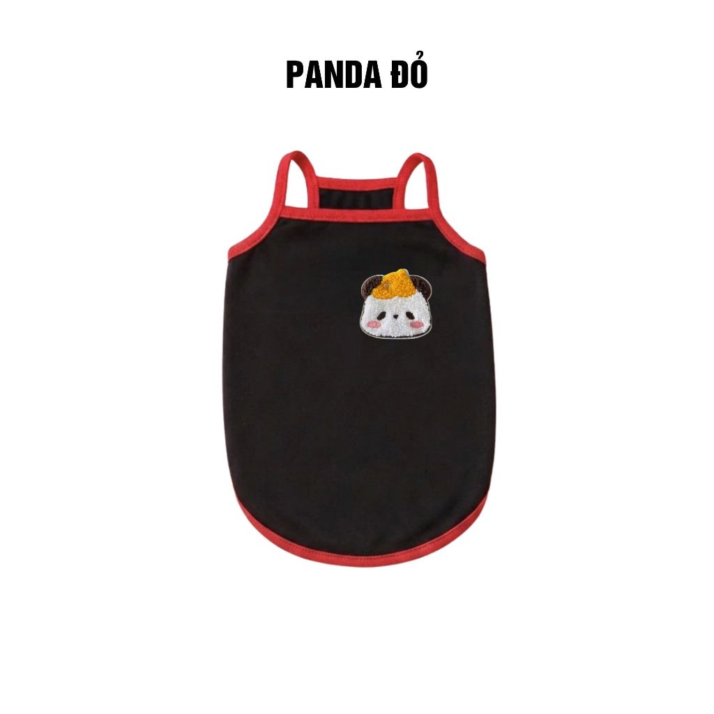 Áo Hai Dây Đen Thêu Gấu Cho Thú Cưng, Cute Đáng Yêu Chất Liệu Thoải Mái Thoáng Mát