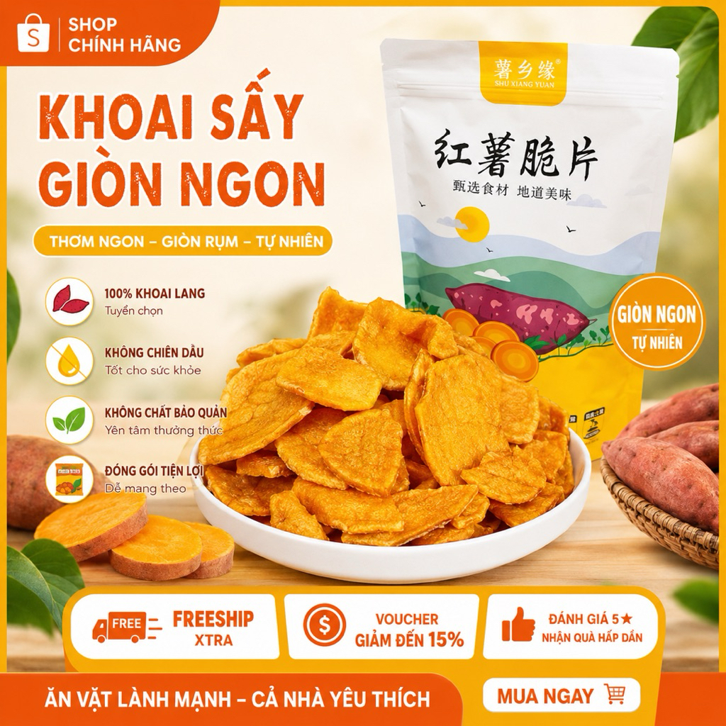 KHOAI SẤY GIÒN GÓI 250g giòn thơm không chiên healthy