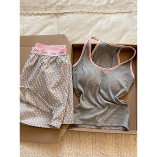 set đồ nữ xám viền hồng mát phù hợp mùa hè