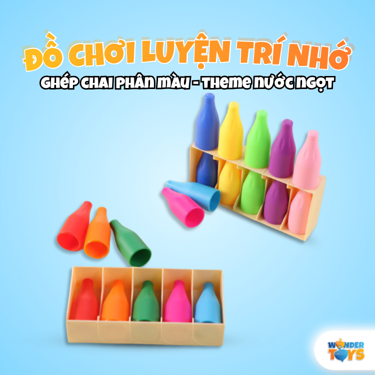 Bộ Ghép Chai Phân Màu MEMO Cho Bé – Đồ Chơi Luyện Trí Nhớ & Nhận Biết Màu Sắc