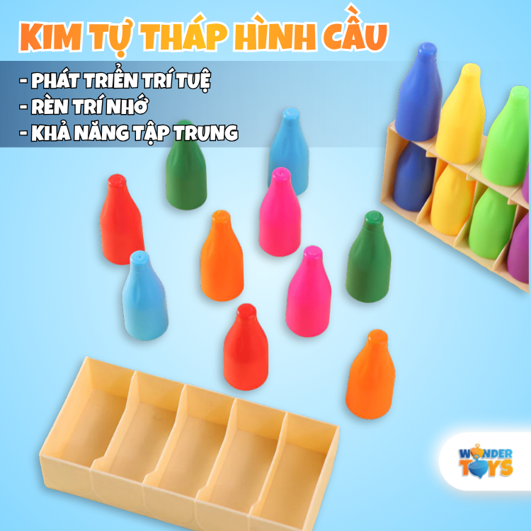 Bộ Ghép Chai Phân Màu MEMO Cho Bé – Đồ Chơi Luyện Trí Nhớ & Nhận Biết Màu Sắc