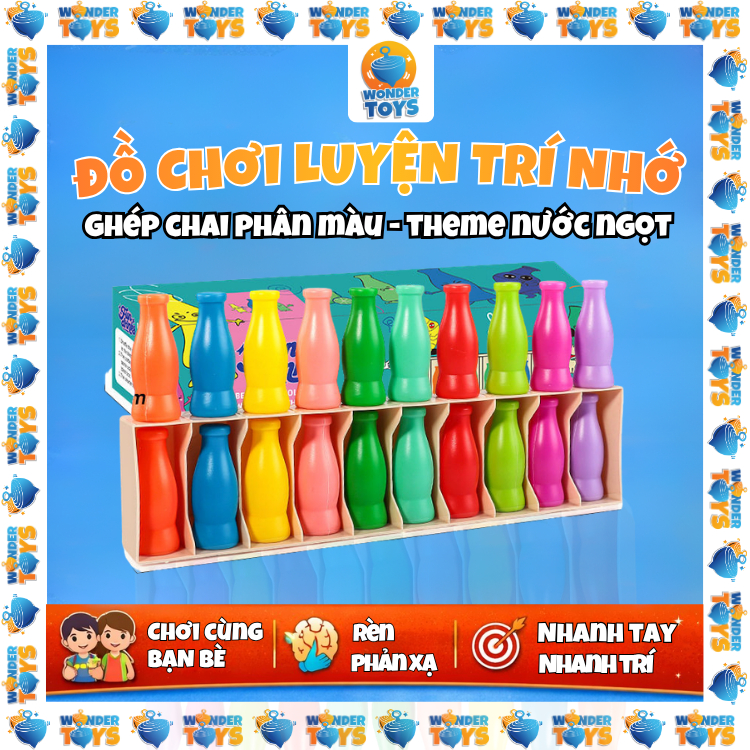 Bộ Ghép Chai Phân Màu MEMO Cho Bé – Đồ Chơi Luyện Trí Nhớ & Nhận Biết Màu Sắc