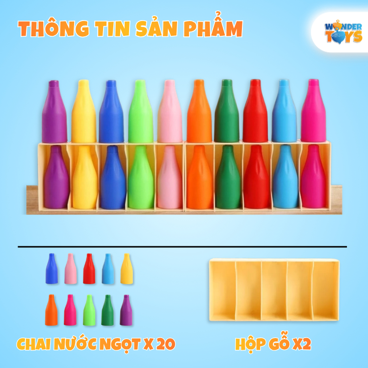 Bộ Ghép Chai Phân Màu MEMO Cho Bé – Đồ Chơi Luyện Trí Nhớ & Nhận Biết Màu Sắc